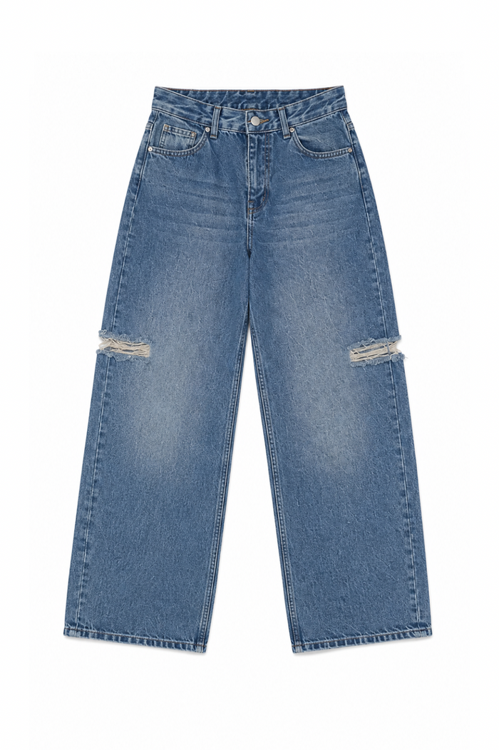 Ripped barrel jeans