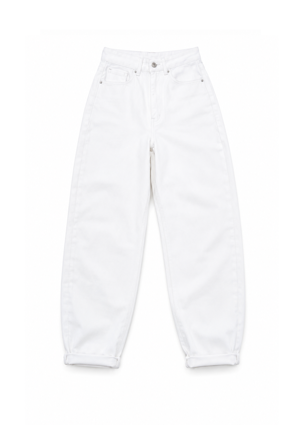White barrel-leg jeans