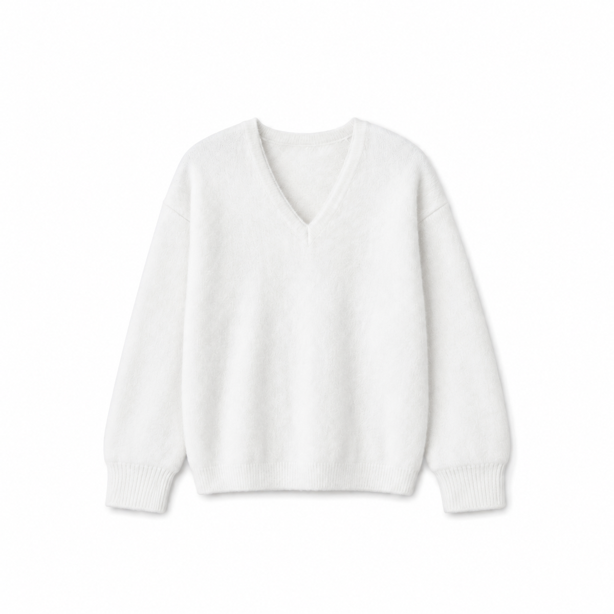 Ecru v-neck soft knit sweater