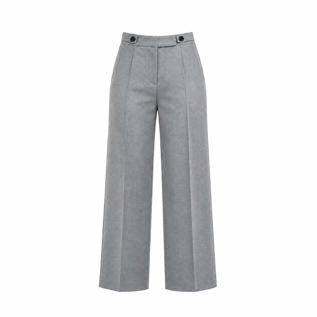 Gray high-waisted tailored wide-leg trousers