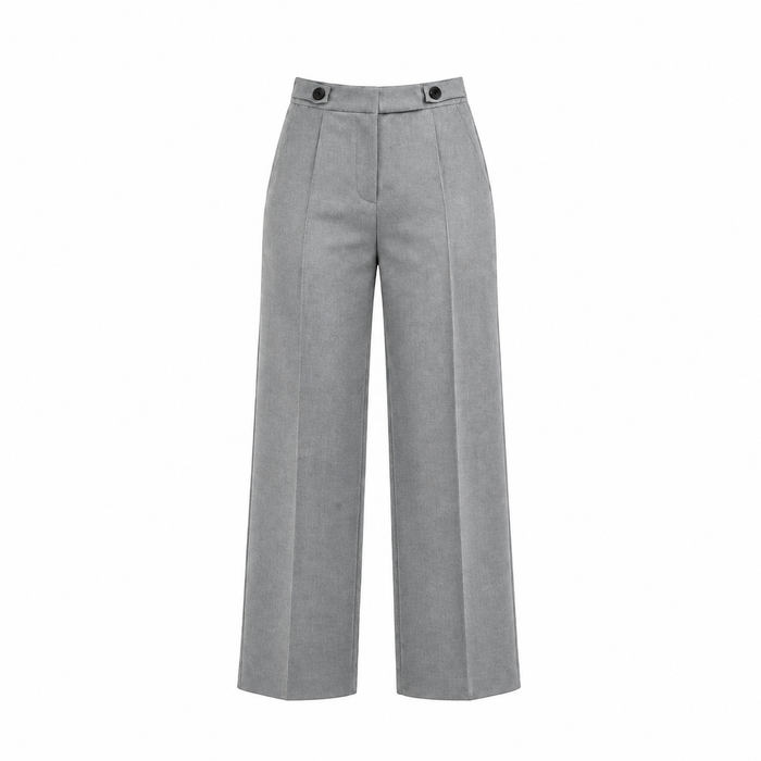 Gray high-waisted tailored wide-leg trousers
