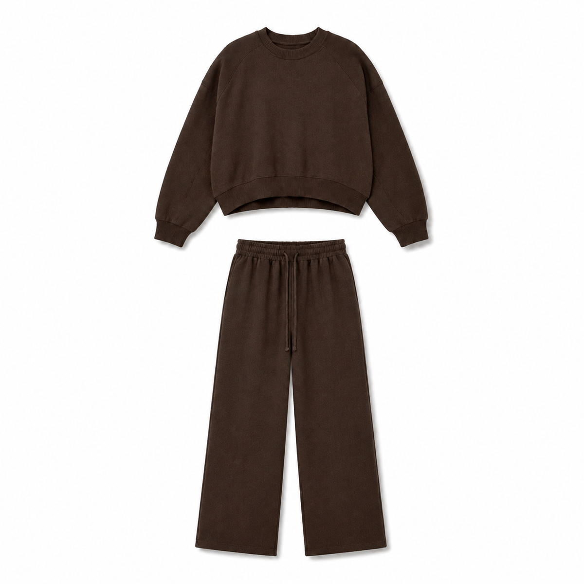 Oversize crew-neck wide-leg tracksuit set