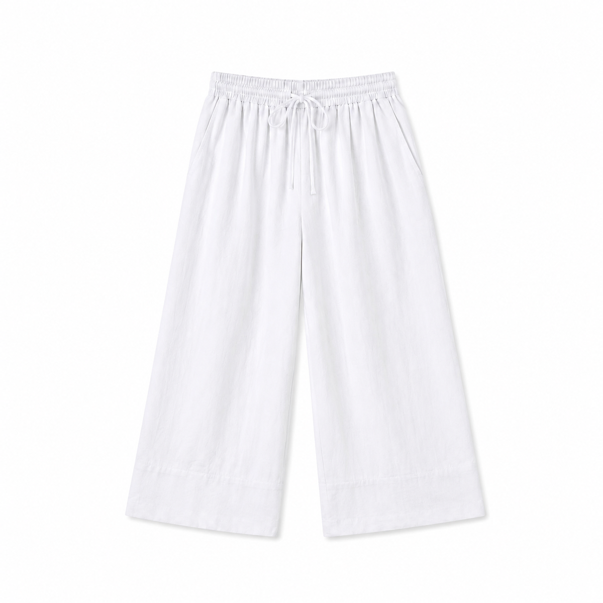 Linen wide-leg drawstring pants