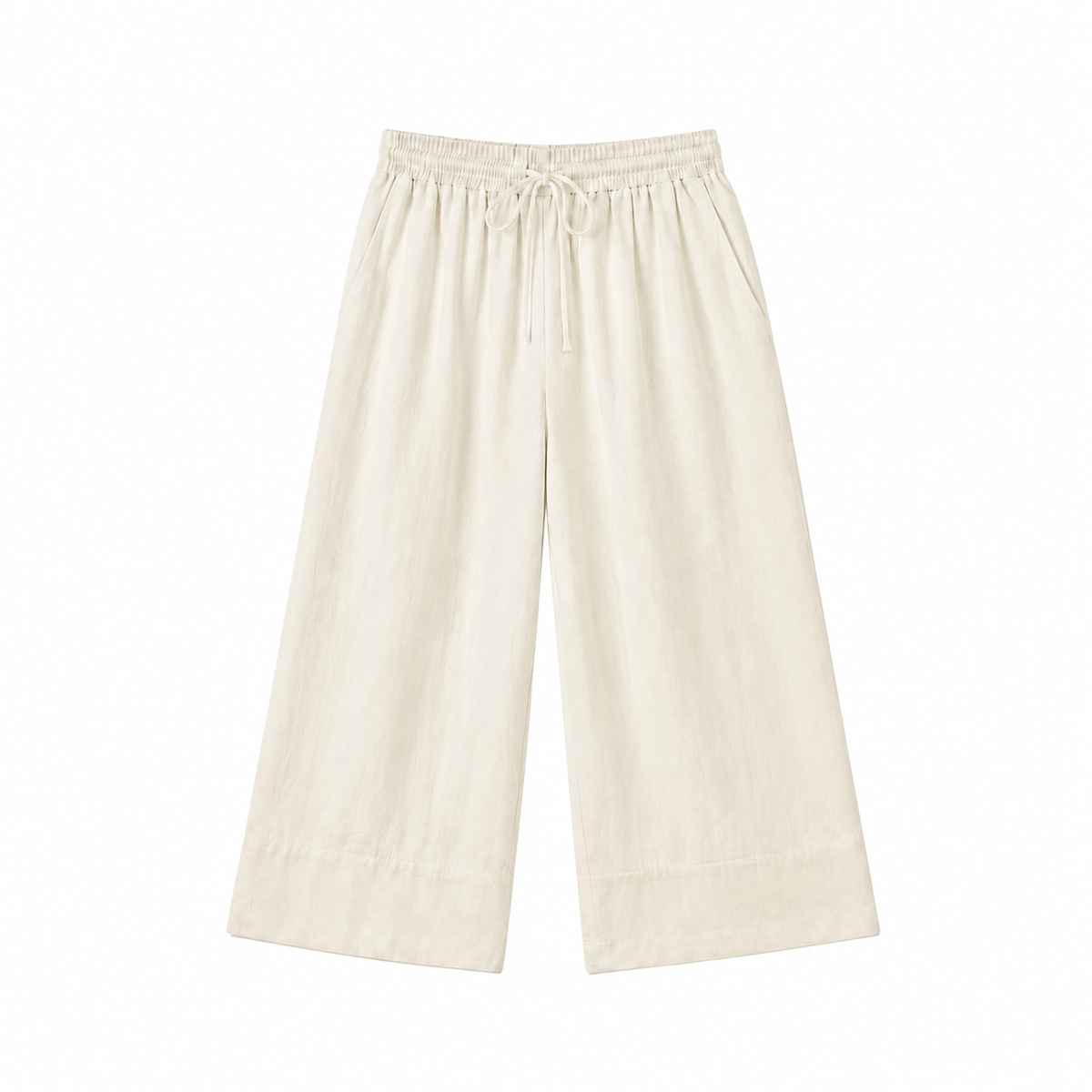 Linen wide-leg drawstring pants