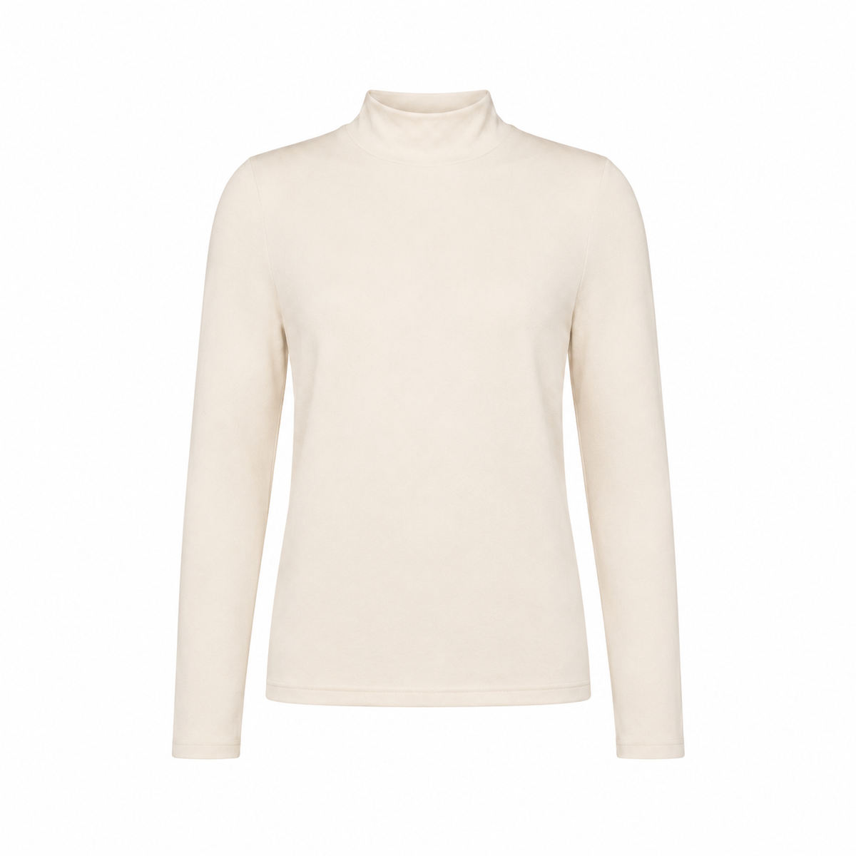 Long-sleeve mock neck cotton top
