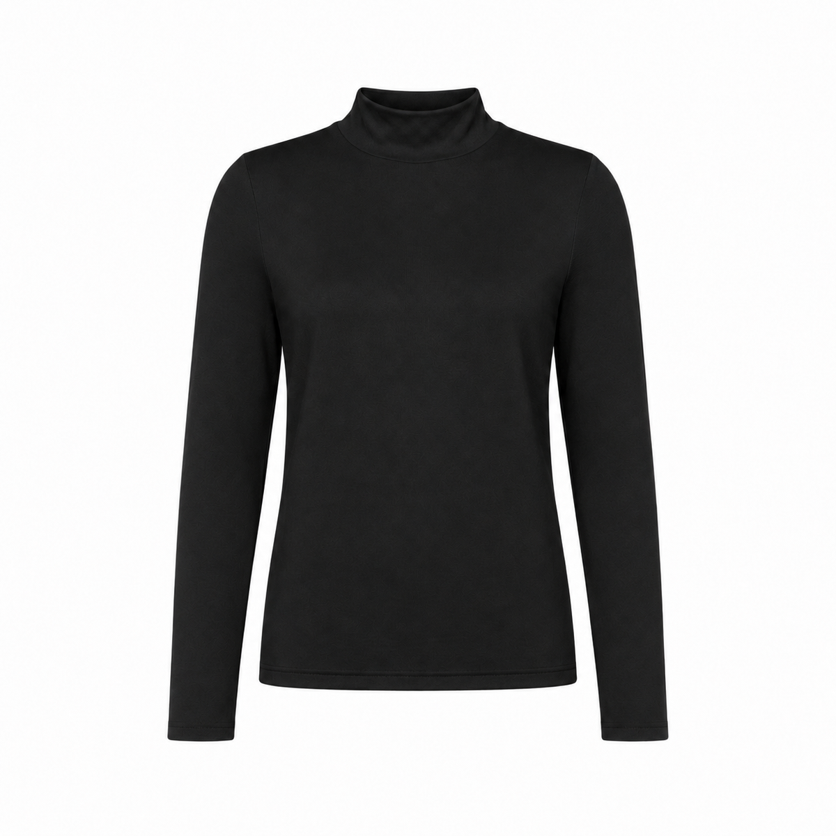 Long-sleeve mock neck cotton top