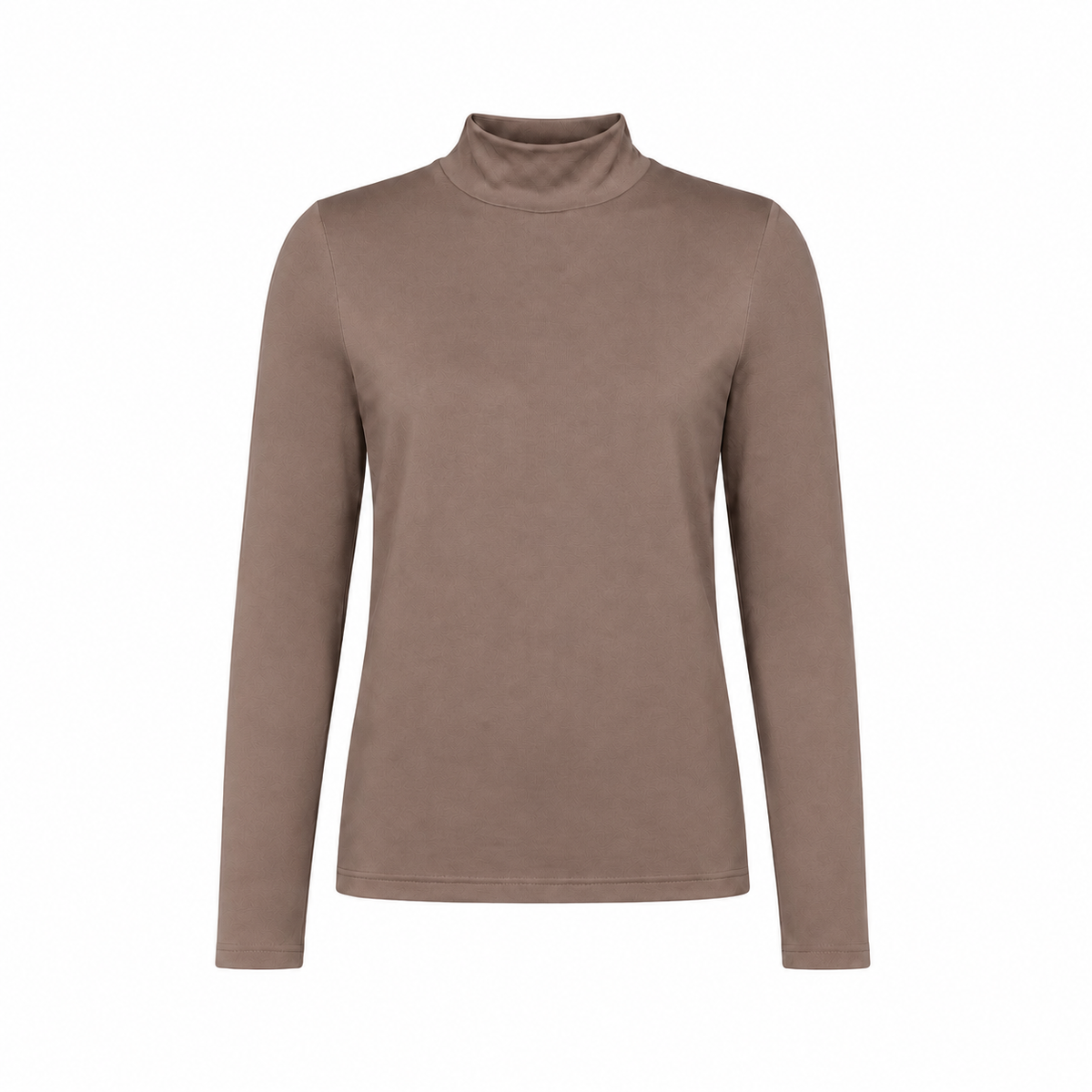 Long-sleeve mock neck cotton top