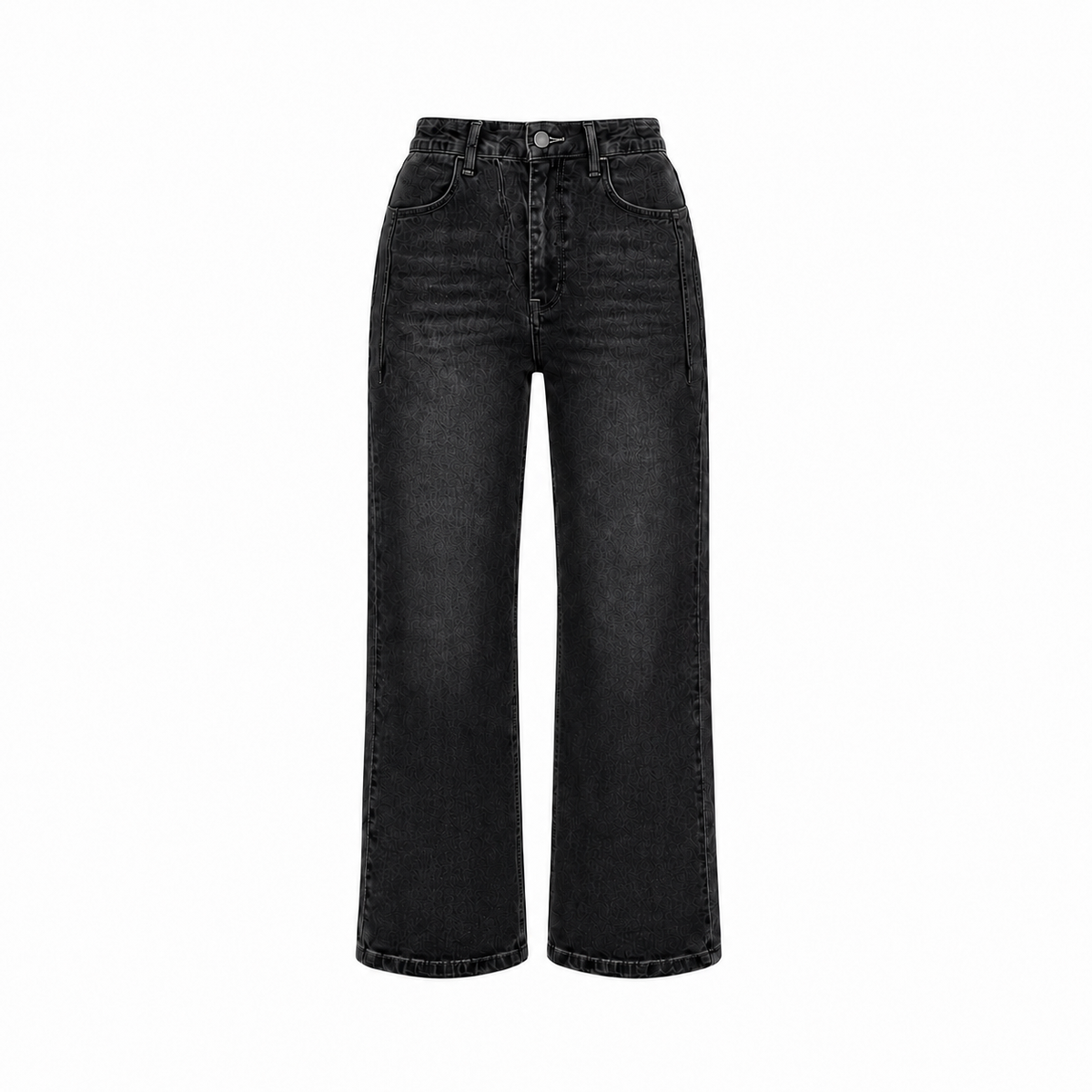 Dark wash high-rise wide-leg denim jeans