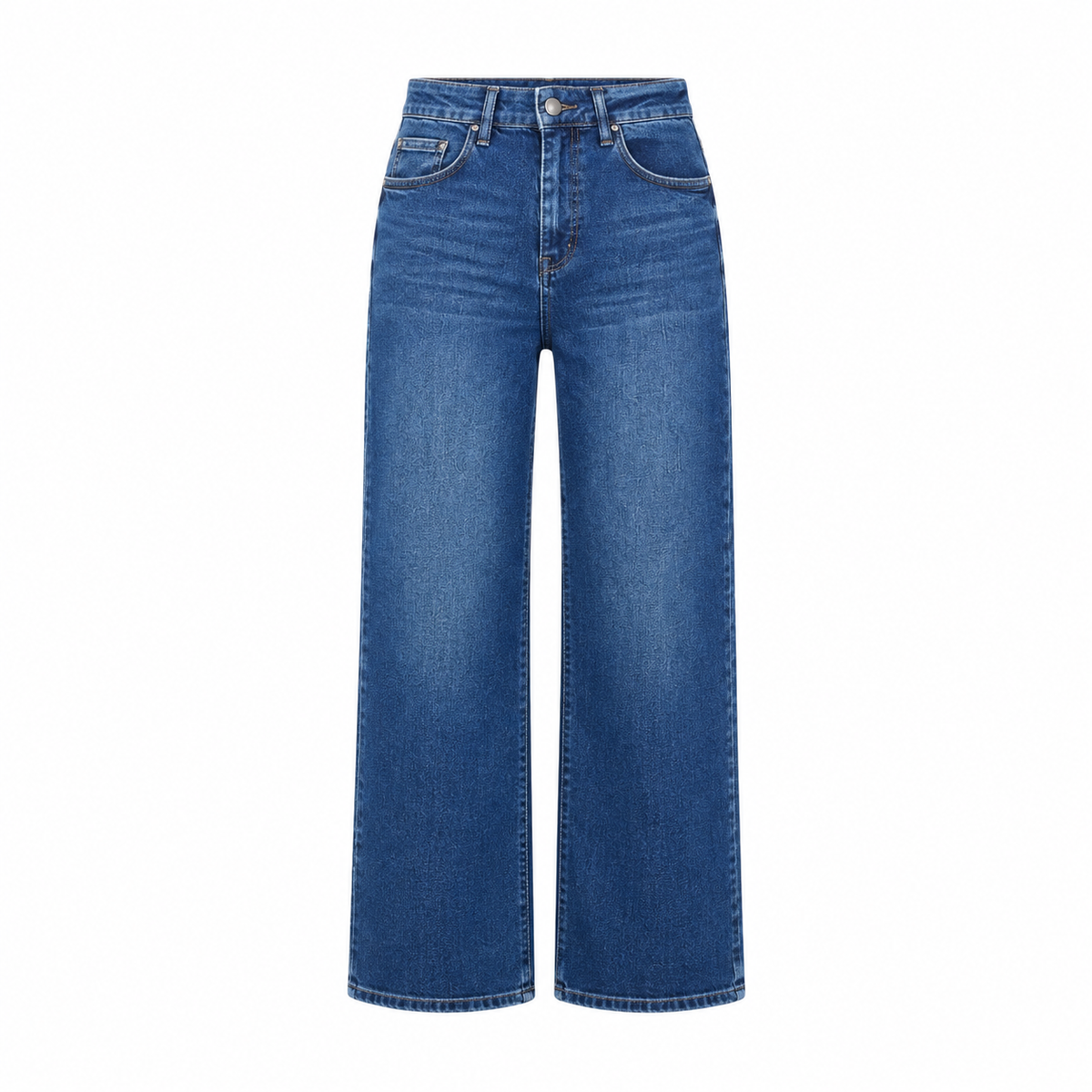 Navy high-rise wide-leg denim jeans
