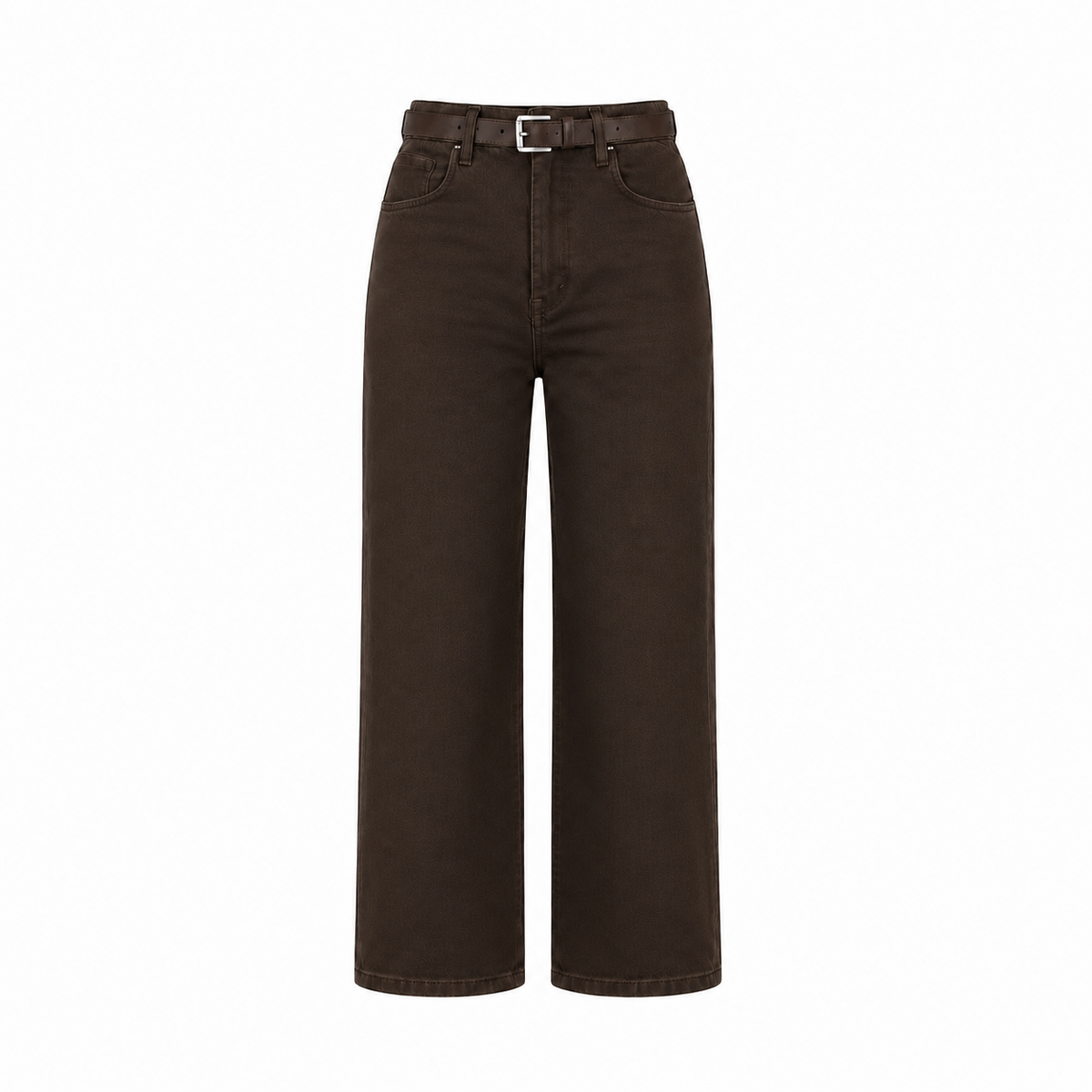 Brown high-rise wide leg denim jeans
