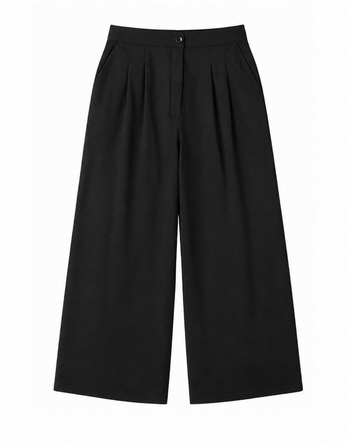 Pleated tencel wide-leg pants