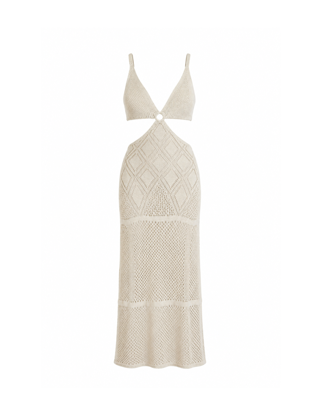Cream crochet cutout maxi beachwear dress