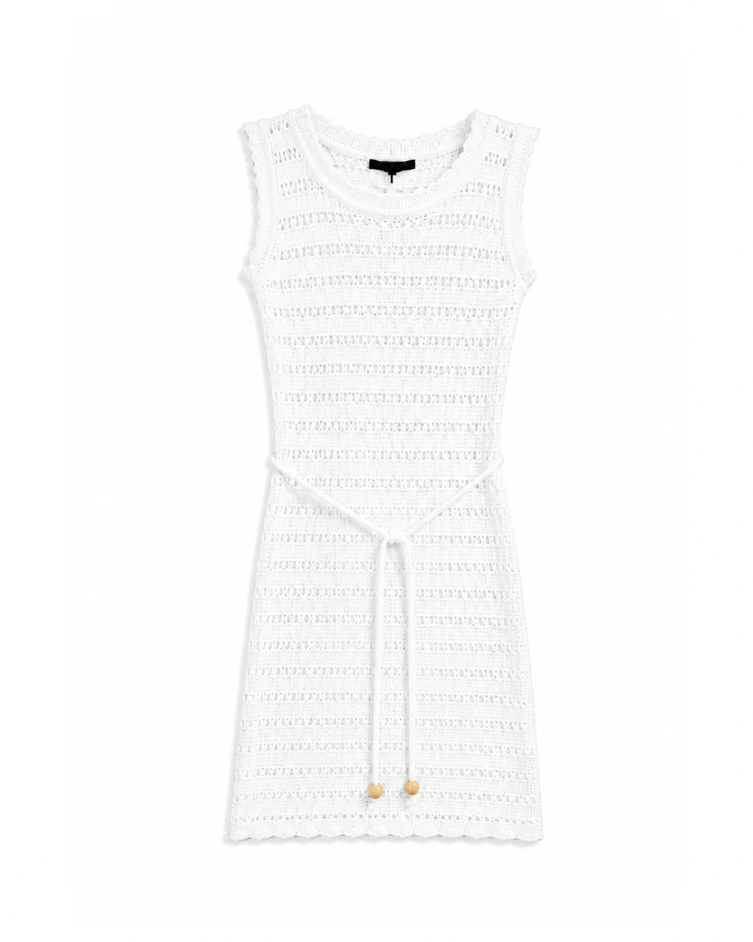 Sleeveless open-knit crochet mini beachwear dress
