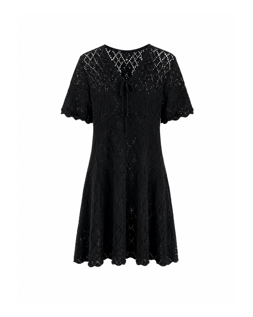 Pointelle-knit mini beachwear dress