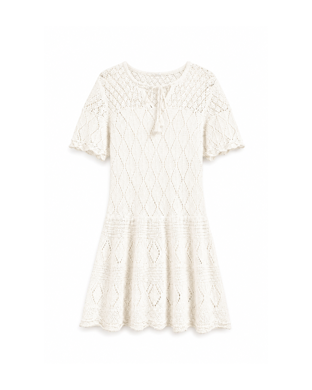 Pointelle-knit mini beachwear dress