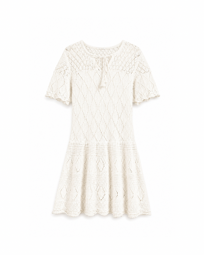 Pointelle-knit mini beachwear dress