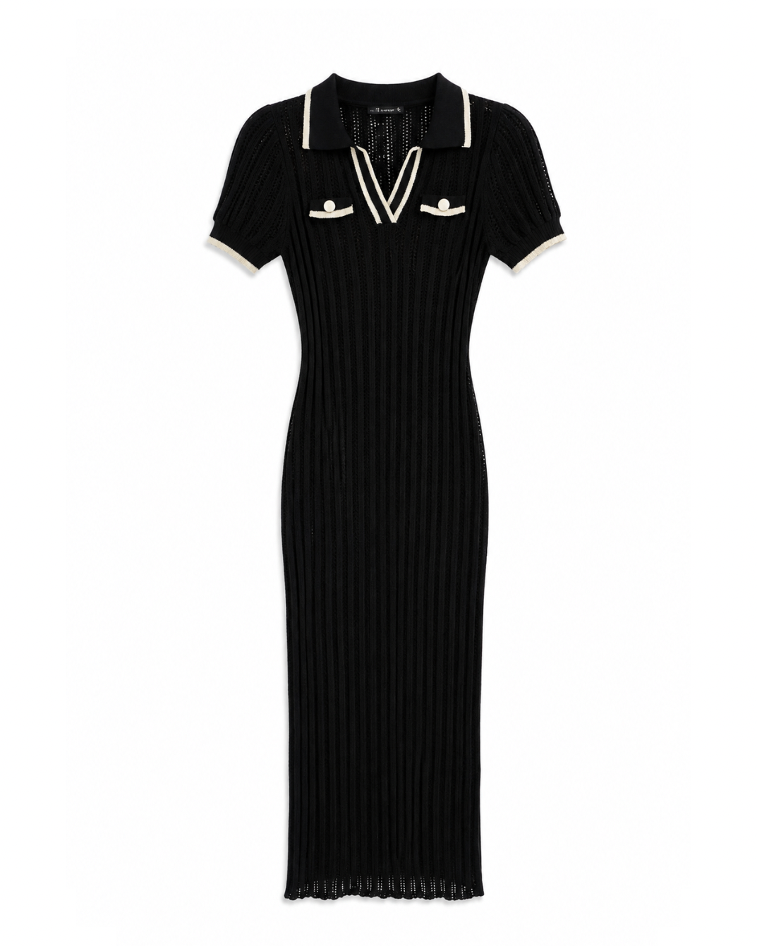 Short-sleeve ribbed polo knit midi beachwear dress