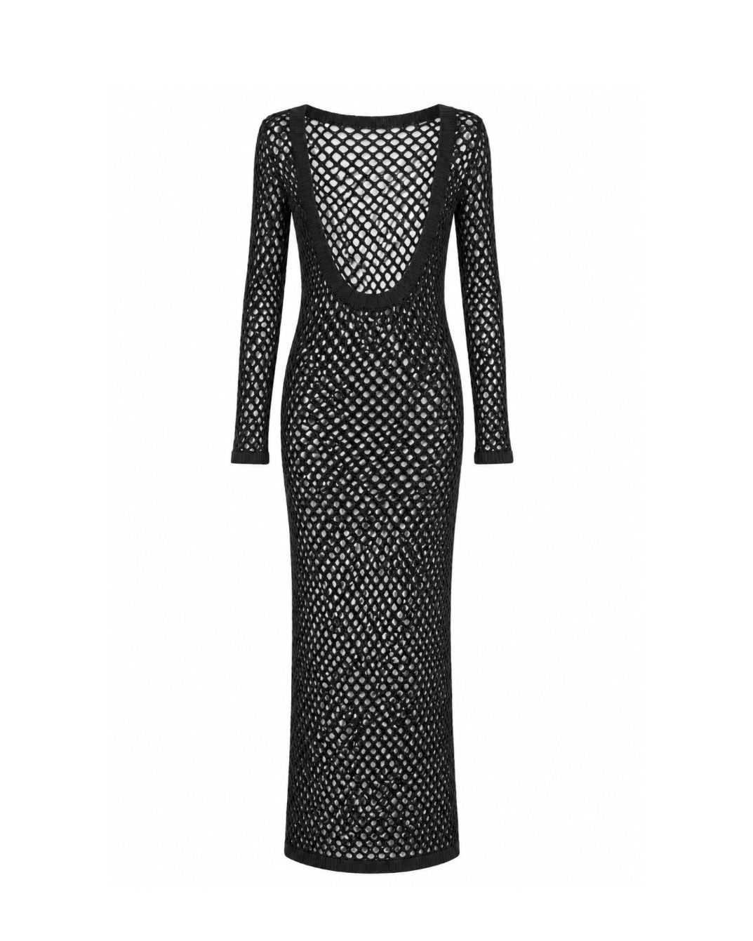 Open knit scoop neck maxi beachwear dress