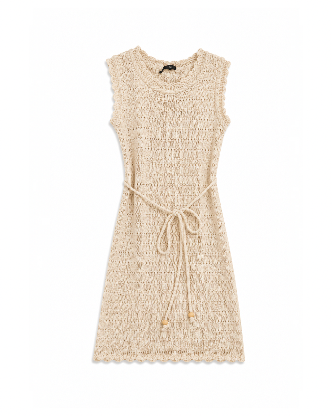Sleeveless open-knit crochet mini beachwear dress